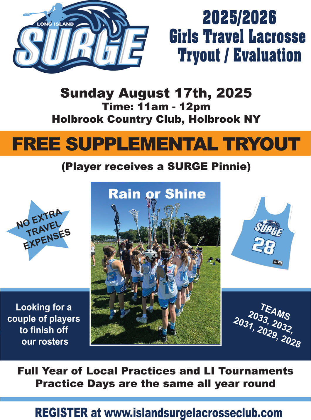 2025/2026 FREE Supplemental Registration — Girls
